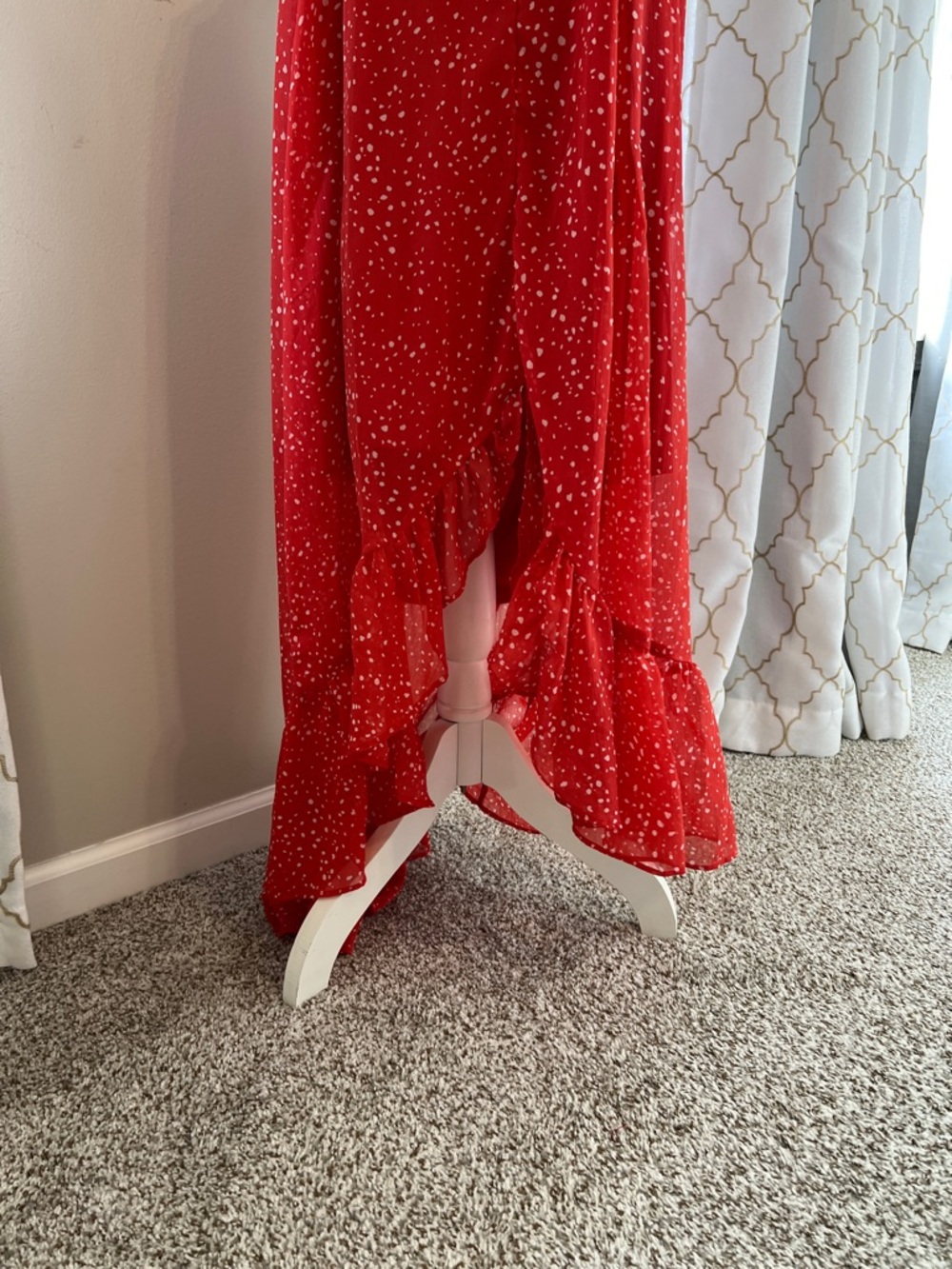 Red Smocked Ruffle-Strap Maxi Dress - Picture 3 of 5